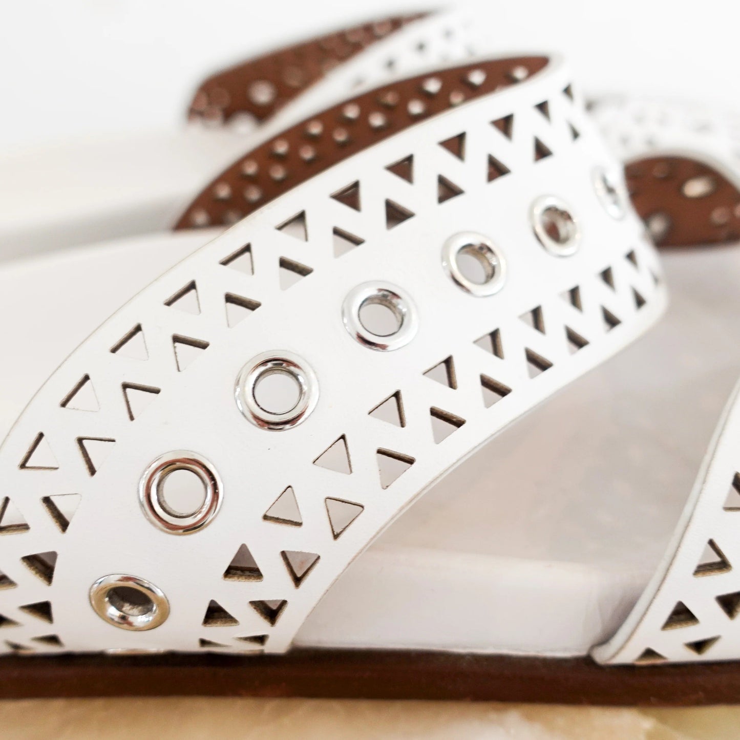 Perforated Sliders in white