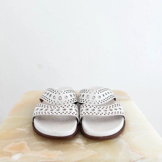 Perforated Sliders in white