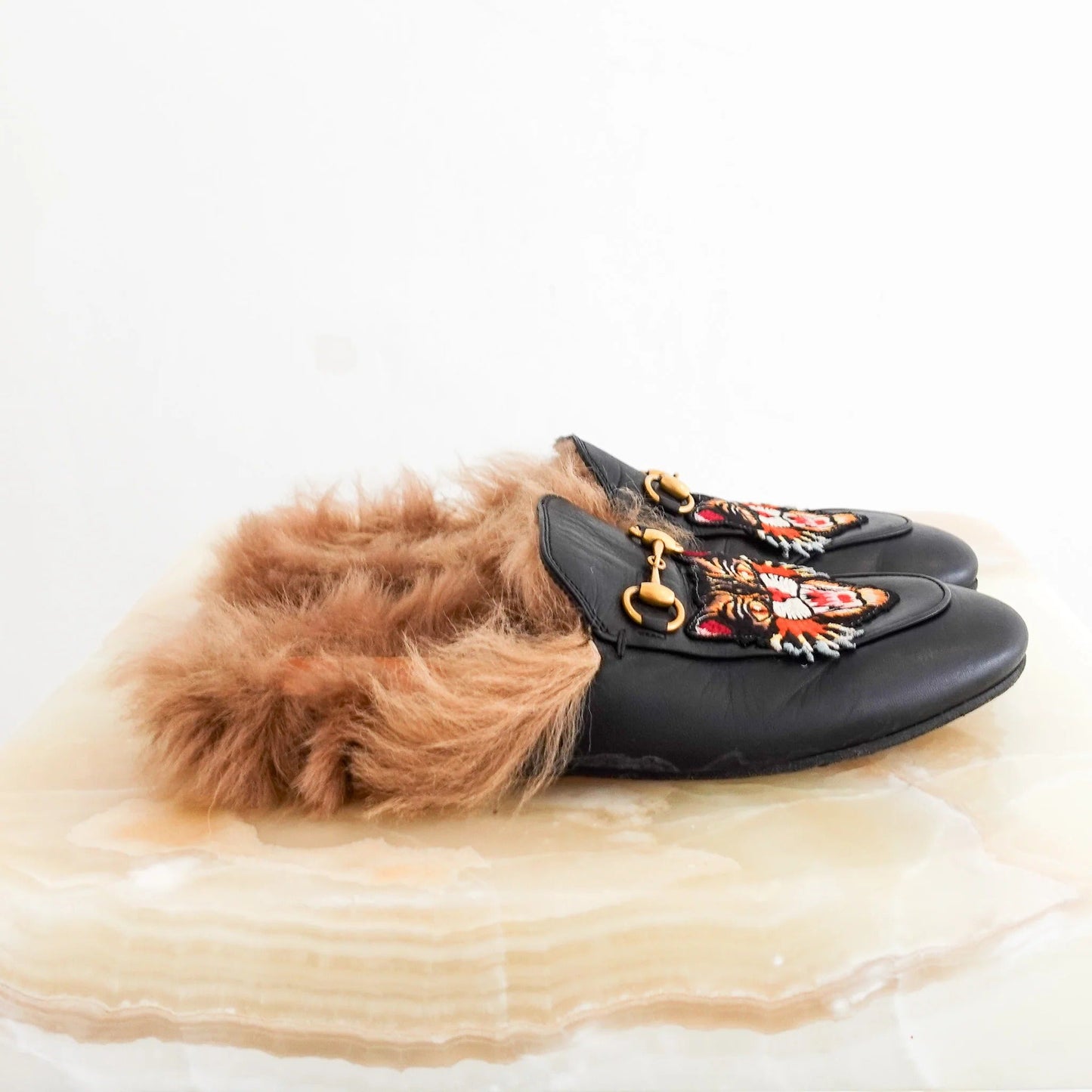 Fur platform shoes